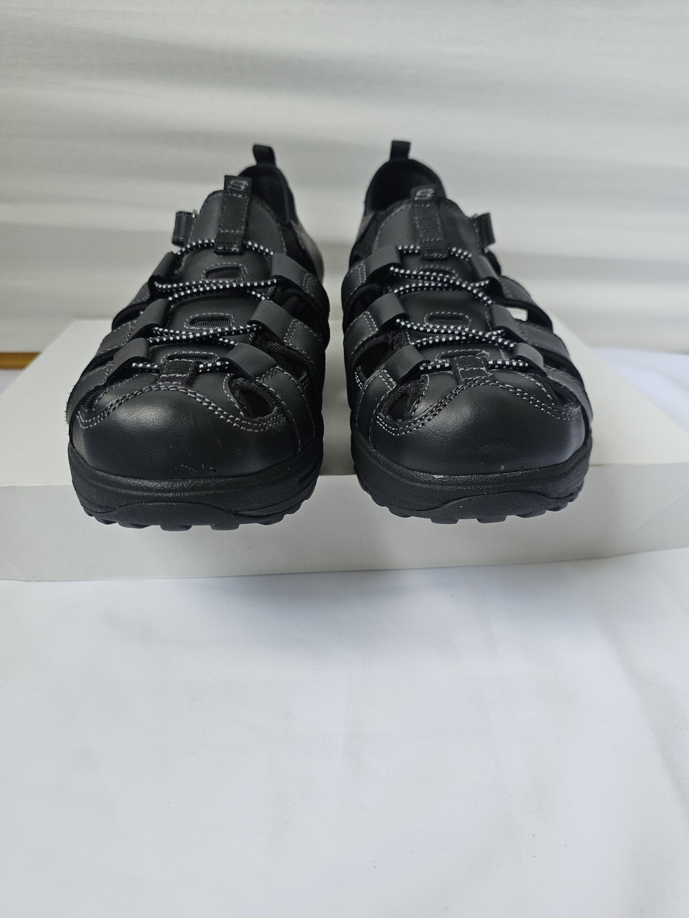 Skechers Shape-ups Trim Step Fisherman Sandals - Black Leather - Size 10 - Picture 16 of 16